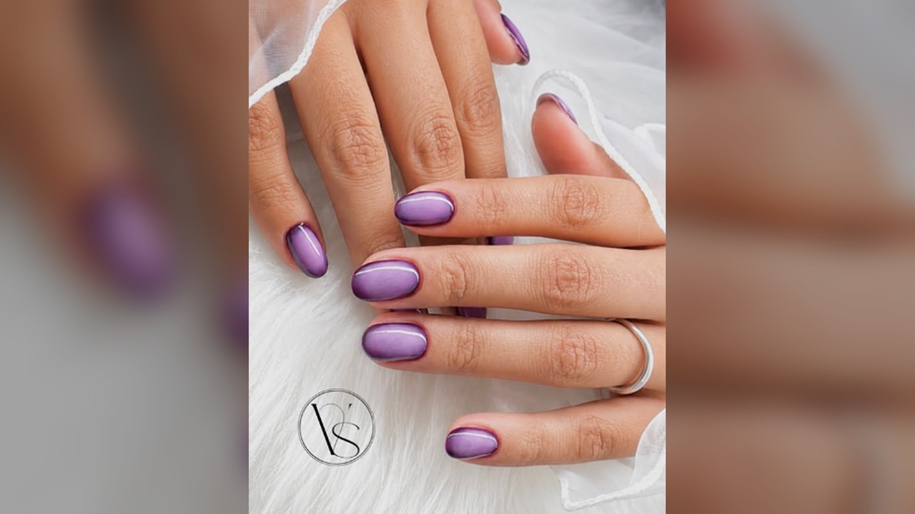 Manicure violeta con contorno oscuro — Valenti Studio, foto 26